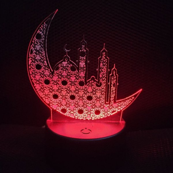 GearUP Acrylic Multicolor Night Lamp (Ramadan Mubarak) – White Base - Image 2