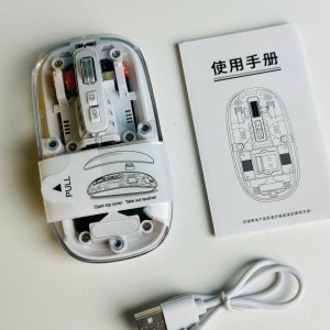 GearUP WM30 Transparent Crystal 2.4G + Bluetooth Magnetic Wireless Mouse- White Color