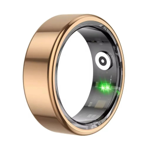 Smart Finger Ring for Fitness Tracking – With Magnetic Charging Cable – (Ring Size – 9) – Golden